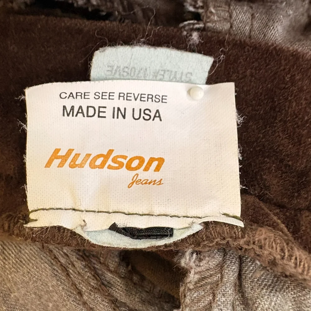 VTG Y2K Hudson Jeans Brown Velvet Low Rise Flare Pants Sz 29 - Picture 7 of 9